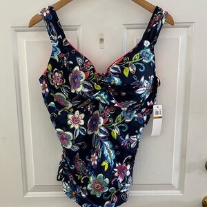 Anne Cole Woman's Plus-Size Multi-Color Padded Summer Beach Tankini Sz 16W